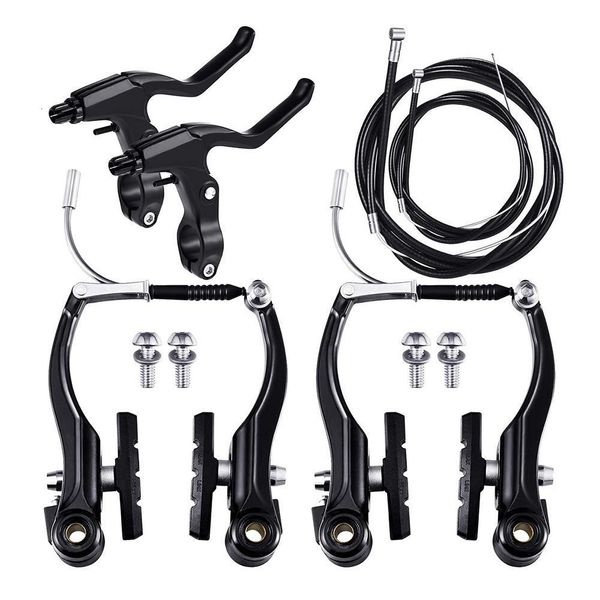 Bouteilles d'eau Cages Vélo Frein Ensemble Montagne Levier Câble Kit En Alliage D'aluminium Avant Arrière V Étrier Pour Vélo Accessoires 230621