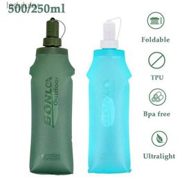 Bouteilles d'eau Cages Bouteille d'eau Pliante 500 ML Bouteille de vélo Bouilloire de Sport Bouteilles de Boisson Pliables en TPU Sac d'eau pour Courir Camping Flask Souple L240124