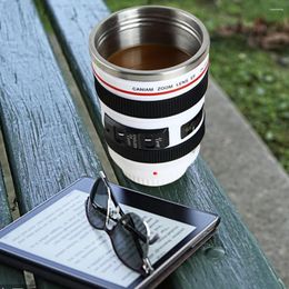 Bouteilles d'eau Objectif d'appareil photo Tasse à café Tasse de voyage 350 ML en acier inoxydable isolé pour le thé froid