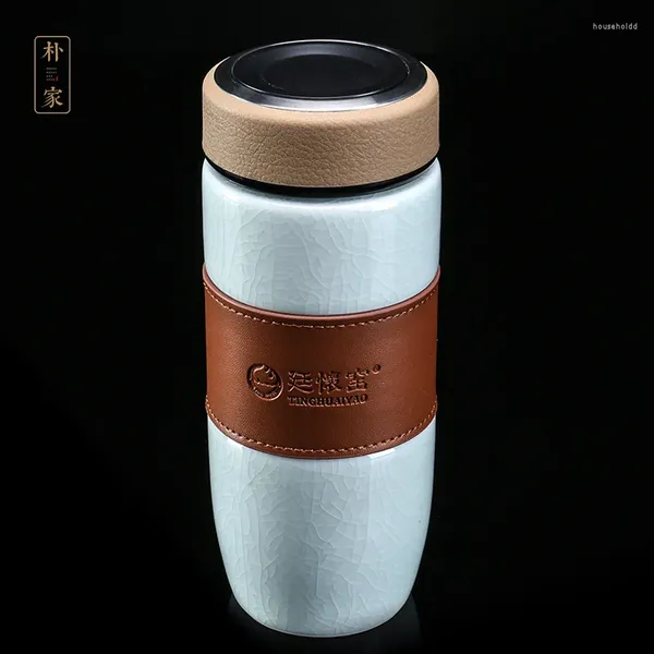 Bouteilles d'eau | transportant votre four, tasses en céramique émaillée vert Jade avec couvercle, Portable grande capacité, bureau domestique