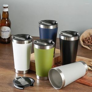 Bouteilles d'eau Casual 450 ml Tasse de bière avec couvercle en acier inoxydable Ouvre-bouteille thermique Café Tasses à boire pour le thé