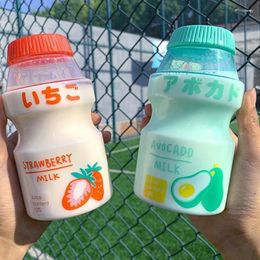 Gobelet en plastique coréen pour enfants, bouteille d'eau, fille, étudiant, Portable, anti-chute, paille mignonne, sangle de 480 ml