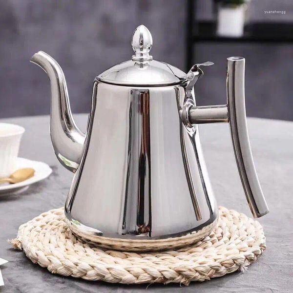 Bouteilles d'eau cafetière en acier inoxydable 1l/1,2 l avec filtre à infuseur, Pot à longue bouche, accessoires de cuisine, théière royale, bouilloire à thé