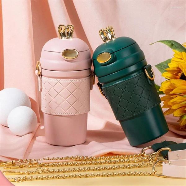 Bouteilles d'eau café thé tasse mode été étudiant Portable 420 Ml Kawaii oreille paille bouteille filles moderne pratique luxe