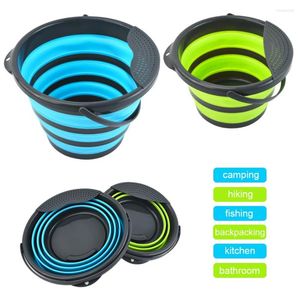 Bouteilles d'eau pliable en Silicone, seau avec filtre, Portable, randonnée, pêche, Camping, barbecue, conteneur de cuisine, gain d'espace