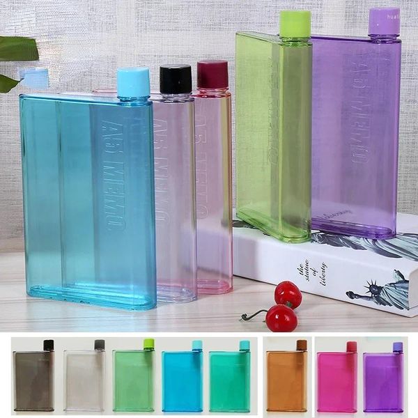 Botellas de agua creativas A5 taza A6 cuaderno plástico botella de papel plana botella de agua cuadrada accesorios de cocina