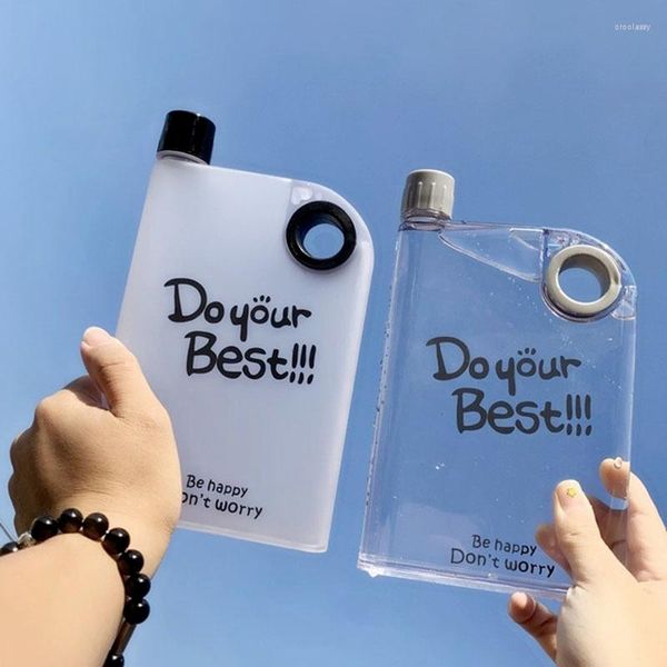 Bouteilles d'eau Cahier créatif En plastique A5 A6 Bouteille plate Sans BPA Livre clair Gobelet en papier Portable Bouilloire givrée Tasses