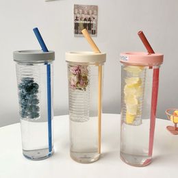 Waterflessen creativiteit fruit filter waterfles met stro plastic buitenwater beker school water fles reis sport drinkware sap cup