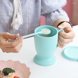 Bouteilles d'eau tasse de blé à blé petit déjeuner à la maison tasse de couple de thé à la maison apportez une cuillère à couverture