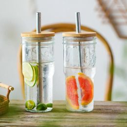 Bouteilles d'eau avec paille et couvercle, gobelets de fête, pailles, verre à bulles de thé, boisson, bière, café glacé, Bar Sippy réutilisable