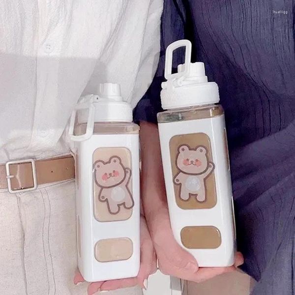 Bouteilles d'eau Bouteille mignonne avec paille pour filles Kawaii Bear Portable Juice Bubble Tea Cup Copines Couple Même Style Été