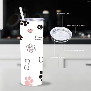 Waterflessen Leuke Hond Print Tumbler Cups Met Deksel En Stro Perfecte Cadeaus Voor Moeder Liefhebbers Koffiemok Reizen Geïsoleerde fles