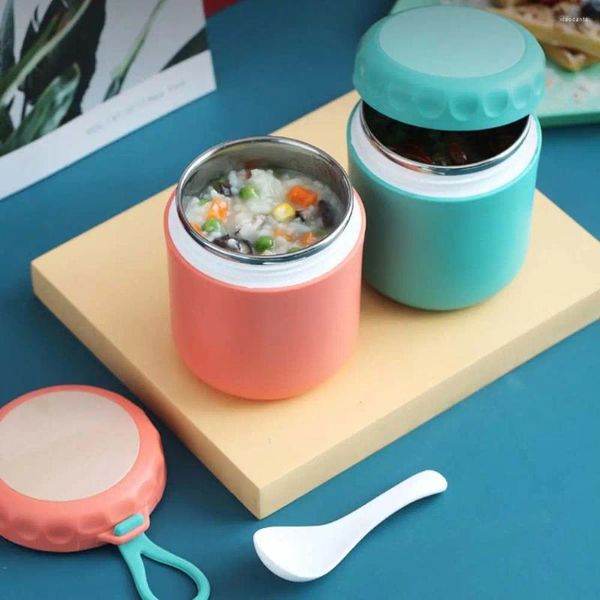 Bouteilles d'eau mignon Mini avec cuillère bureau étudiant tasse à boire soupe boîte à déjeuner récipient alimentaire pot thermique