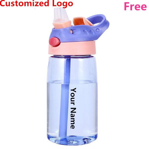 Botellas de agua DIY Niños Botellas de agua Portátil 480 ML Seguridad al aire libre personalizada Taza de plástico para beber para regalo de nacimiento Nombres personalizados gratis 230608