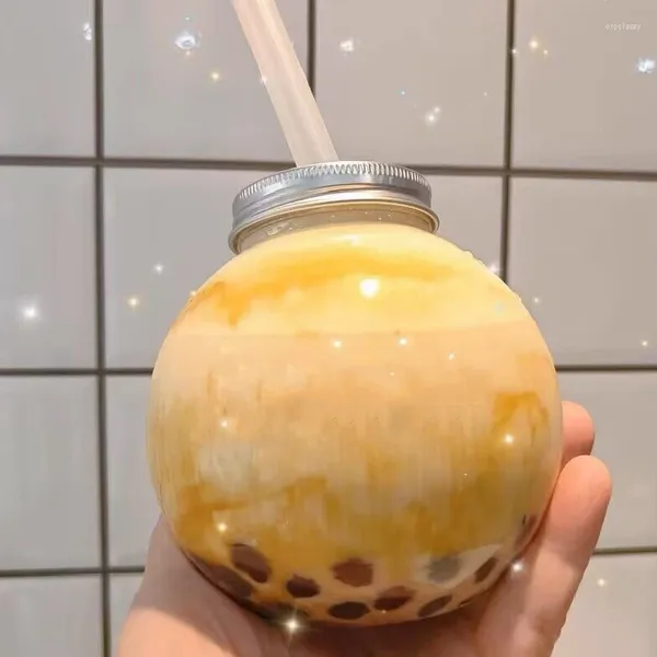 Botellas de agua DIY jugo de fruta botella de té de la leche tapa sellada bebida clara bebida fría bombilla decoración de Navidad