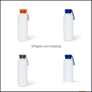 Botellas de agua Diy Sublimation Blank Motion Kettle 750Ml Impresión de transferencia térmica blanca transparente Er Botellas de agua de aluminio 8 36Ty Dhlkg