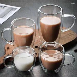 Waterflessen dubbele geïsoleerde koffiekop met handgreep glas helder melksap huishouden hoog borosilicaat drinken