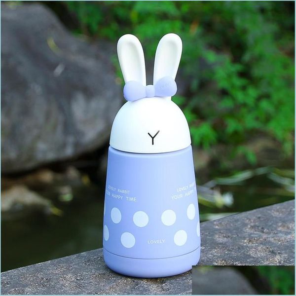 Bouteilles d'eau Double paroi en acier inoxydable tasse MTI couleur dessin animé lapin de Pâques tasse à vide bouteille d'eau portable 20 5HY C R Drop Delive Dhrtp