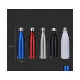 Botellas de agua de doble pared 500Ml Botella de forma de coque de acero inoxidable Cola en forma de vacío Insated Viajes al aire libre Dh1075 Entrega de gota H Dhvek