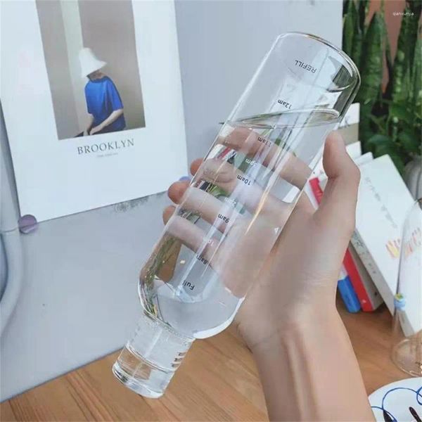 Botellas de agua Copa de bebida con escala de tiempo Profect de fuga 500/750 ml Creative Drinkware Botella resistente a la caída para deportes de gimnasia para niños