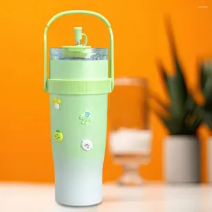 Botellas de agua, soporte para bebidas, vasos aislados, vaso de acero inoxidable con pajita resistente a fugas, reutilizable para el hogar