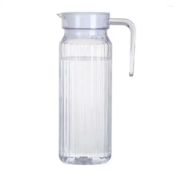 Botellas de agua Botella para beber Juego de 2 jarras de vidrio con diseño de boquilla sin derrames Jarra de calidad alimentaria para refrigerador Jugo de leche transparente