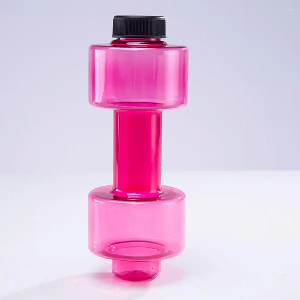 Bouteilles d'eau haltères sport bouteille d'espace en plastique basse température pour la forme physique de l'exercice (rose)