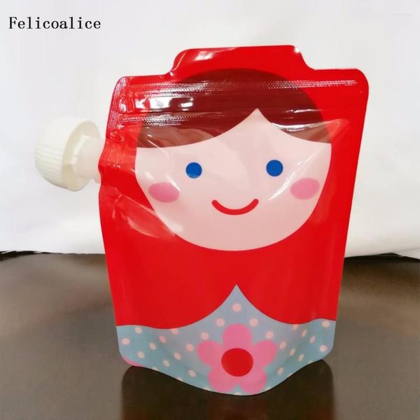 Bouteilles d'eau écologiques 1pcs pochette alimentaire sans BPA en plastique de qualité bébé sacs d'emballage réutilisables mignons avec alimentation pour enfants