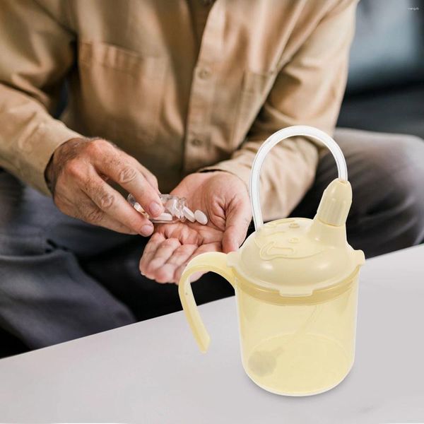 Botellas de agua para el cuidado de ancianos, taza con pajita para adultos, vaso para pacientes discapacitados, sin derrames, vasos a prueba de polipropileno (pp)