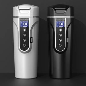 Waterflessen Elektrisch verwarmd reiskoffiekopje Roestvrijstalen beker Water Melkverwarmer Fles Autoketel Koffie Thee Mok met LCD AOS 231007