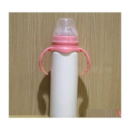 Water flessen est 8oz blanco sublimatie babyvoeding sippy fles roze blauw dubbele wand vacuüm tepelhandgreep onbreekbaar 355 druppel de dhklf