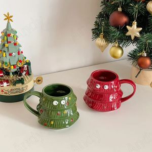 Botellas de agua Taza de cerámica europea Lindo árbol de Navidad Oficina decorativa Taza de café Desayuno Escritorio Tazas de leche Decoración del hogar Vidrio de agua 231208