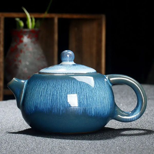 Bouteilles d'eau Théière à glaçure étoile exquise 250ml, théière en céramique Kung Fu, bouilloire à thé, porcelaine traditionnelle chinoise, service à thé 231214