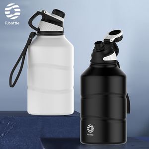 Botellas de agua FEIJIAN Botella de agua deportiva de gran capacidad 2.2L 74Oz Botella de agua de una sola capa de acero inoxidable Diseño íntimo de tapa magnética 230428