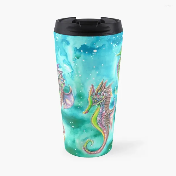 Bouteilles d'eau Cinq hippocampes colorés, tasse à café de voyage, tasse thermique pour