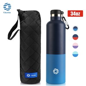 Waterflessen fjbottle thermosfles vacuümfles 18/10 roestvrijstalen sport waterfles voor fitness buitensporten grote capaciteit 1000 ml 220919