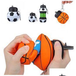 Bouteilles d'eau pliantes bouteille pliable Sile eau basket-ball football tasses portables pour l'utilisation des étudiants anti-dérapant livraison de goutte de style 202 Dhbte