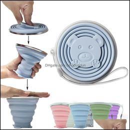 Bouteilles d'eau Coupe pliante pliable télescopique Sile bouteille voyage en plein air enfants tasses tasses à thé Ware cruche boisson Copa Drop Dhw8B