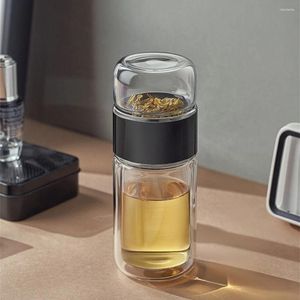 Bouteilles d'eau en verre de 280ml pour faire du thé, Double couche, ustensiles de boisson mignons, tasse à haute séparation en Borosilicate, portables