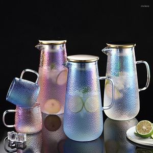 Water flessen glazen koude ketel set verdikt grote capaciteit huishoudelijke theepot theekopfles kleurrijk 1 pot 4cups