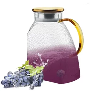 Bouteilles d'eau Pichet en verre avec couvercle 63 oz de cruche à infusion froide borosilicate pour les boissons distributeur