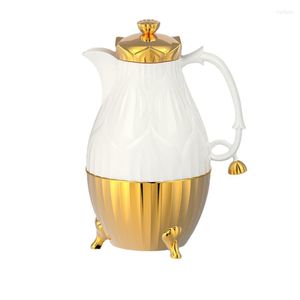Bouteilles d'eau Golden Arabic Coffee Pot Hand-held 1000ML Bouteille isotherme Kawaii