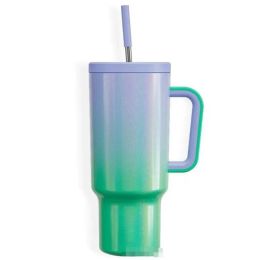 Water flessen gradiënt kleur 400 ml mok tuimelaar met handgreep geïsoleerde deksels stro roestvrijstalen koffiekopje voor huishoudelijke reis thermisch