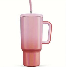 Water flessen gradiënt kleur 40oz mok tuimelaar met handgreep geïsoleerde deksels stro roestvrijstalen koffiekopje voor huishoudelijke reis thermisch