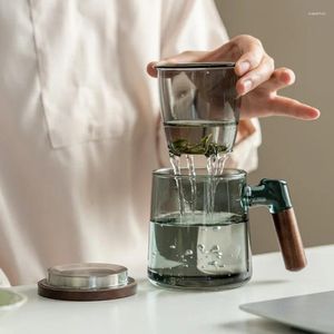 Botellas de agua Taza soplada a mano Estilo japonés Separación de té Vasos de vidrio Cocina Comedor Bar Hogar Jardín