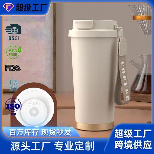 Bouteilles d'eau High Beauty Coffee Cup 316 en acier inoxydable Céramique Isolation intérieure Portable Double boisson Car transport