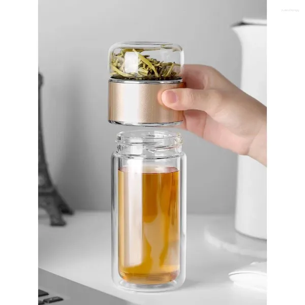 Botellas de agua de vidrio de alta calidad, botella de té portátil con filtro para deportes al aire libre, taza para beber para acampar, respetuosa con el medio ambiente