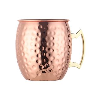 Waterflessen Holiday Gift Moscow Mule Mokken Roestvrijstalen Voering Goud Messing Handgrepen Cocktail Bierkop WH0354