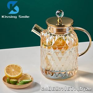 Waterflessen Thuis Hoog borosilicaatglas Koude ketel Noordse amberkleur Hittebestendig Verdikt sap Koffiekan Theepot Kan van 1800 ml 231128