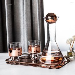 Bouteilles d'eau Accueil Nordic Light Luxe Bouilloire froide Vin Bouteille de lait Whisky Verre rouge Carafe Plateau Set Party El Restaurant Ustensiles